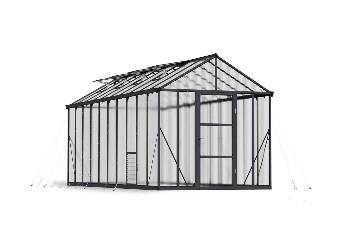 Maze Glory Polycarbonate Greenhouse 8' x 20' Grey (2.5m x 6.1m)