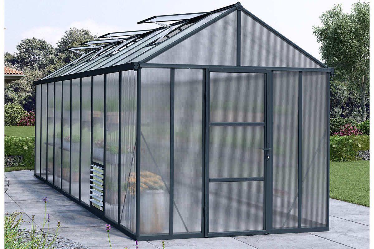 Maze Glory Polycarbonate Greenhouse 8' x 20' Grey (2.5m x 6.1m)