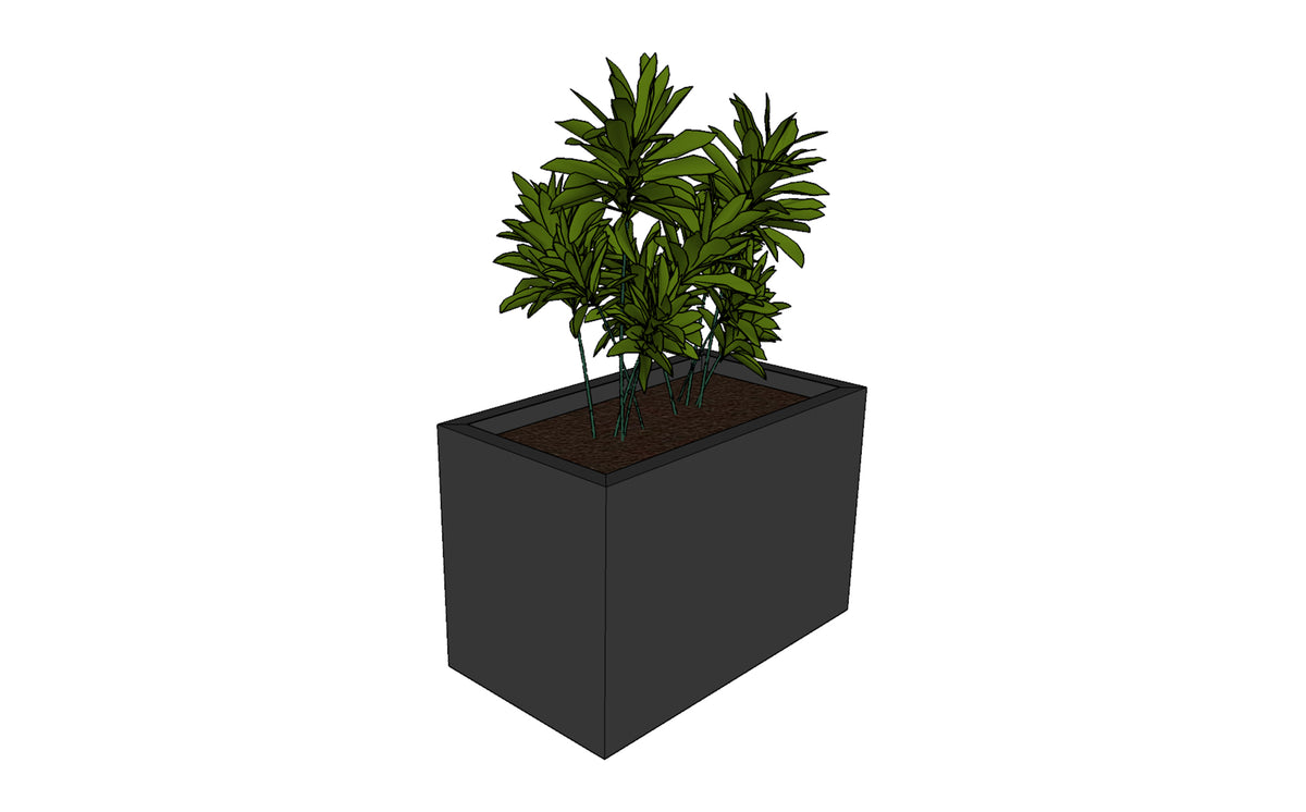 Greenlife Metal Designer Planter Box with Base 600 x 340 x 400mm Charcoal