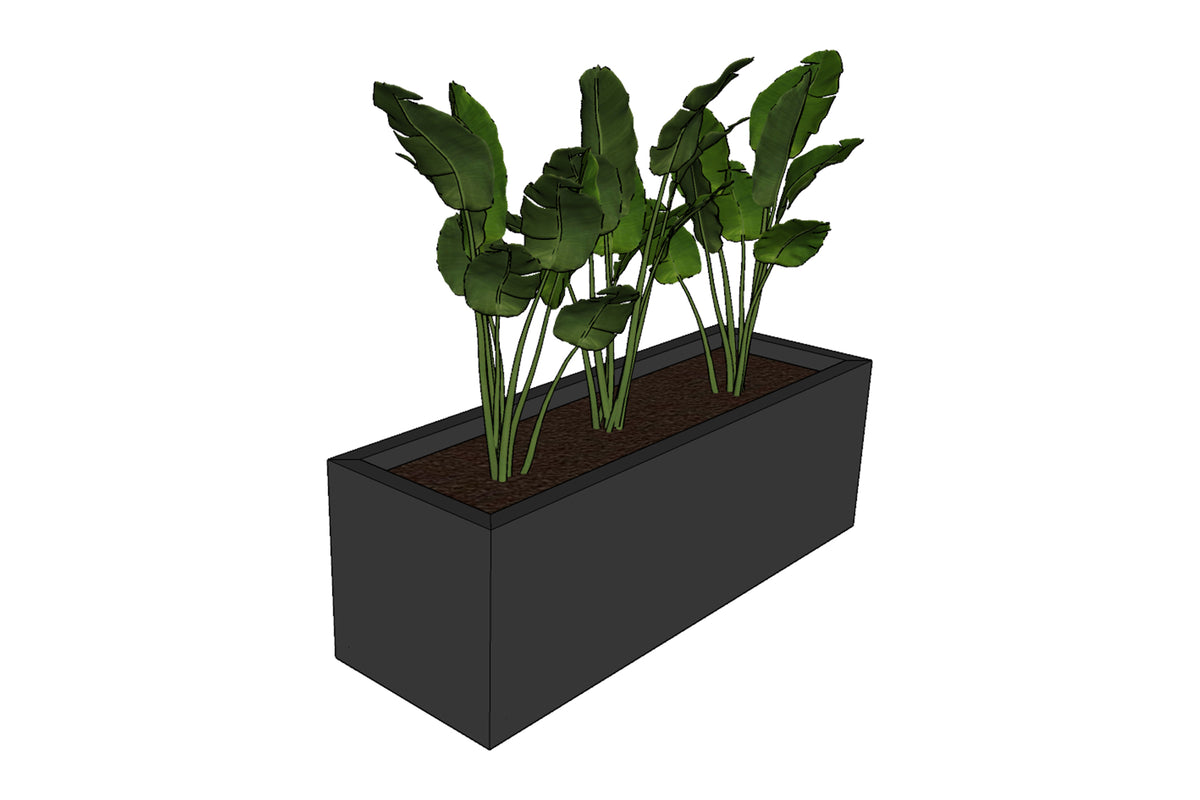 Greenlife Metal Designer Planter Box with Base 900 x 300 x 300mm Charcoal