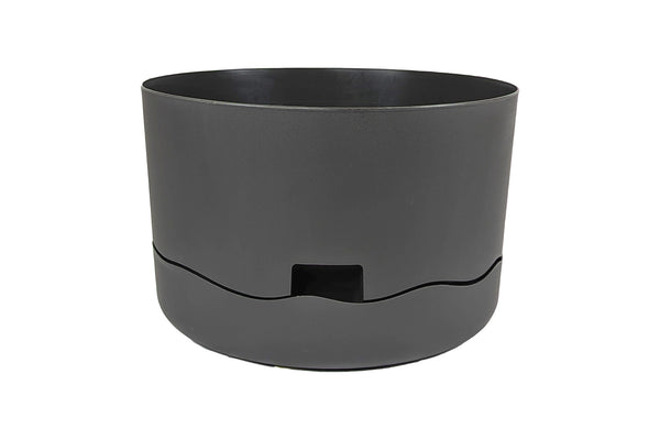 Greenlife Circular Self Watering Plastic Pot - Slate Grey 380 x 380 x 250mm