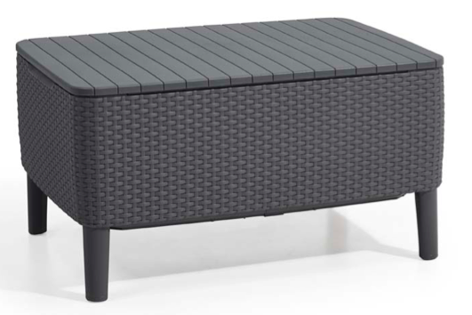 Keter Salemo Lounge Set with Storage Table and Cushions - Graphite