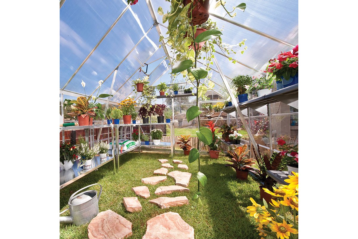 Maze Balance Polycarbonate Greenhouse 8' x 20' Grey (2.5m x 6.1m)