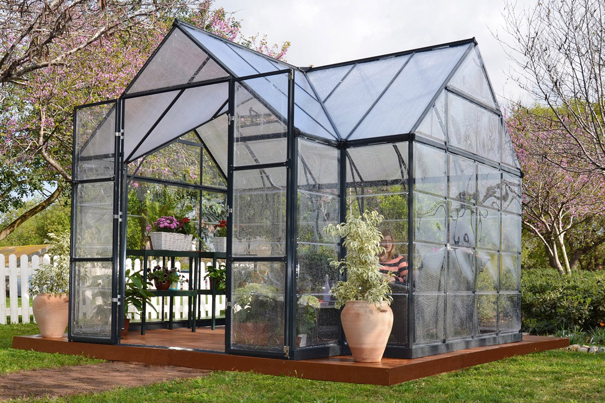 Maze Victory Premium Polycarbonate Greenhouse Grey (3.7m x 3.1m)