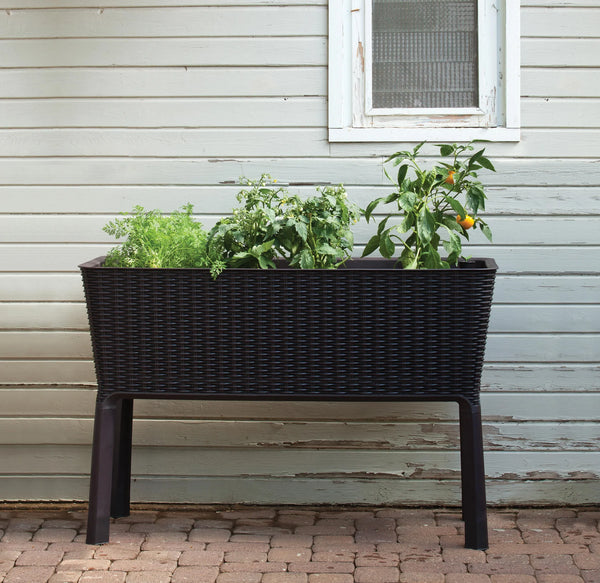 Keter Easy Grow Resin Self Watering Raised Garden Planter Dark Brown
