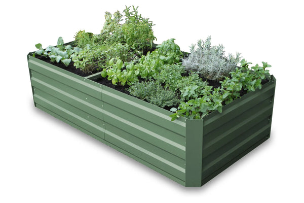 Greenlife Premium Large Raised Garden Bed with 4 Support Braces - 1800 x 900 x 450mm - Eucalypt Green