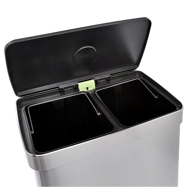 Stainless Steel 2 Compartment Pedal Bin - 2 x 30L
