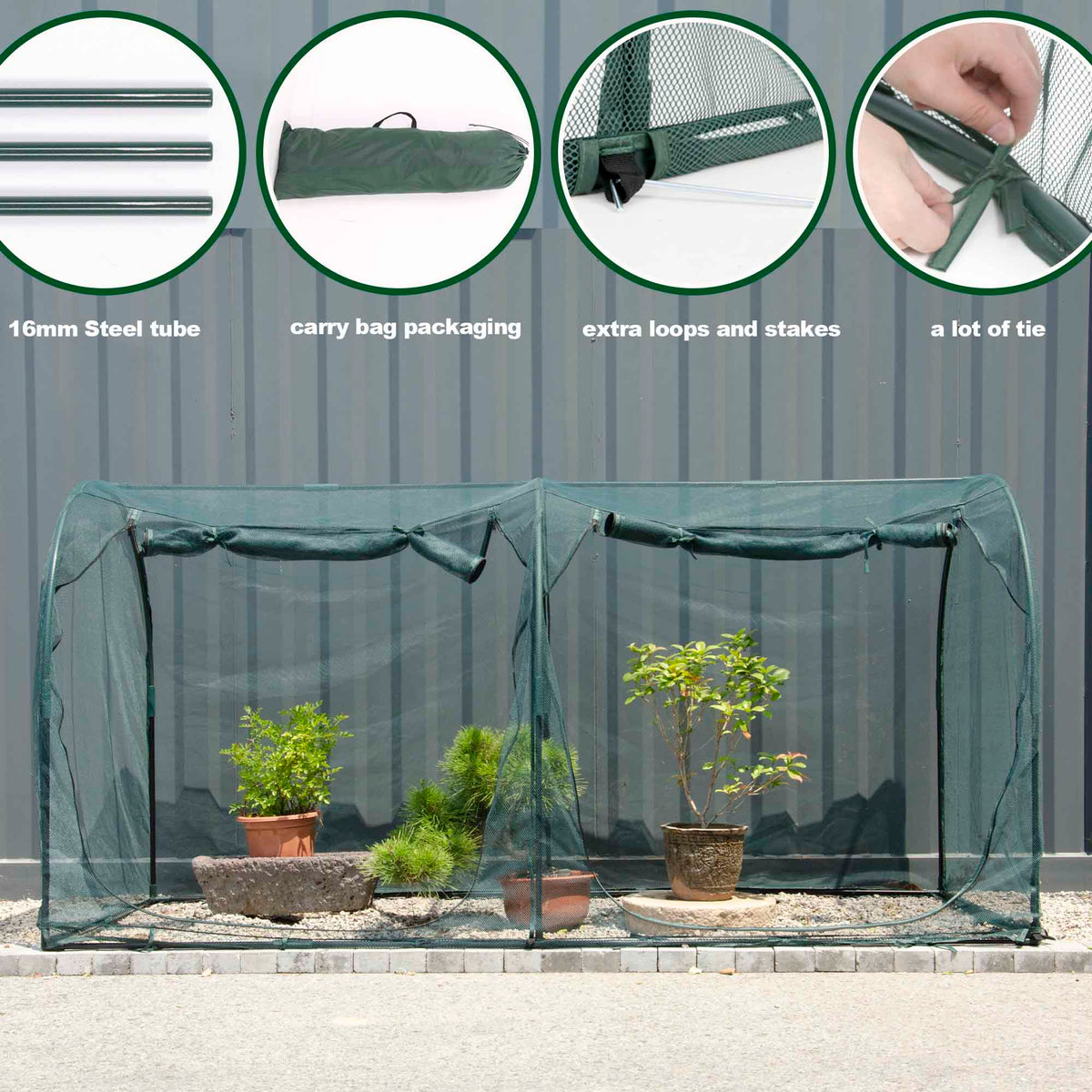 Maze Metal Frame Net Garden Tunnel - 2500L x 1250W x 1250H