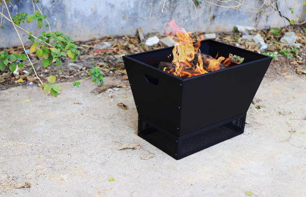 Greenlife Modern Fire Pit with Mesh Base Surround - Black