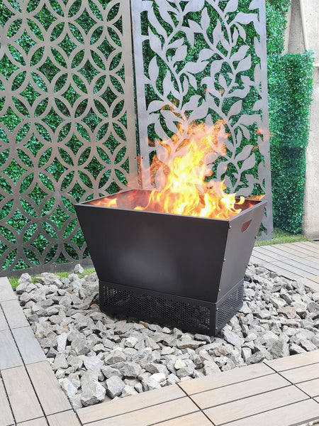 Greenlife Modern Fire Pit with Mesh Base Surround - Black