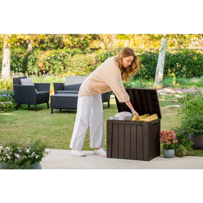 Keter Urban Box 2 in 1 - 113L Storage Box and Seat - Brown