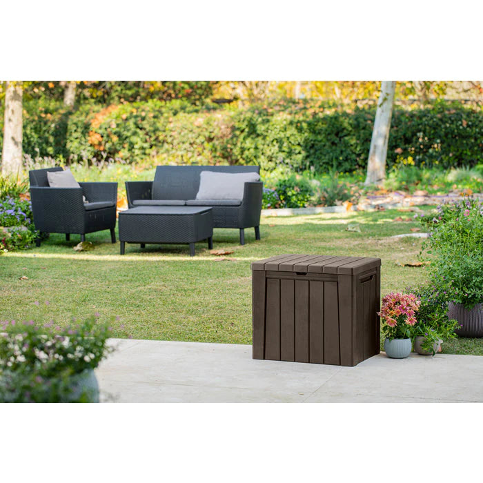 Keter Urban Box 2 in 1 - 113L Storage Box and Seat - Brown
