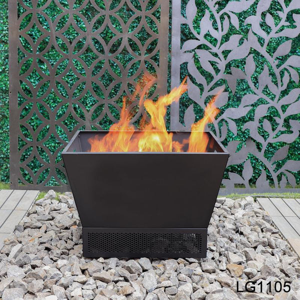 Greenlife Modern Fire Pit with Mesh Base Surround - Black