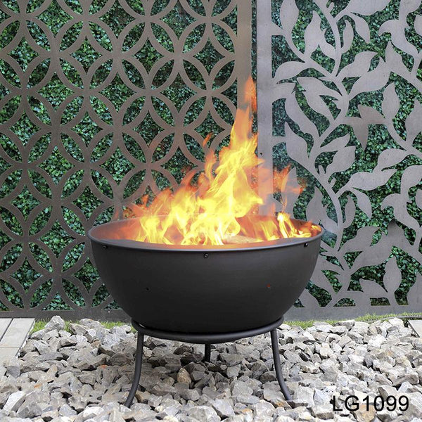 Greenlife Half Globe Stadium Style Fire Pit 61cm Multi-Angle - Black