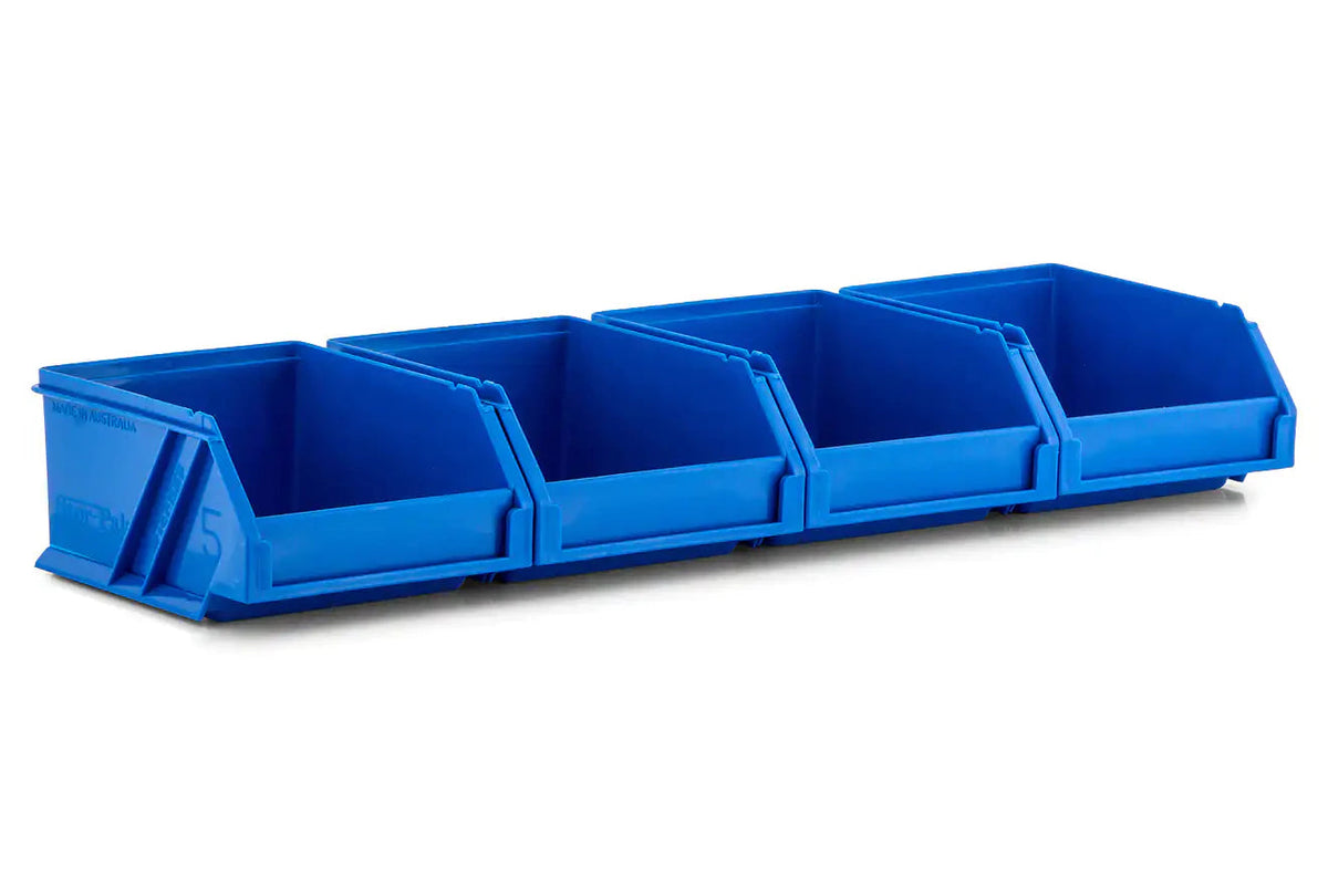 Fischer Plastic Small Stor-Pak 5 Bins with Hanging Rail Kit - Blue