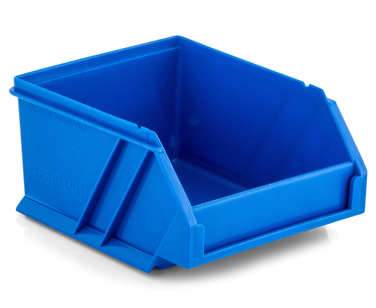 Fischer Plastic Small Stor-Pak 5 Bins with Hanging Rail Kit - Blue