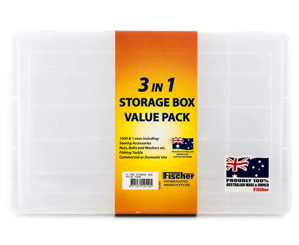 Fischer Plastics 3-in-1 Storage Box Value Pack Clear - Greenlife