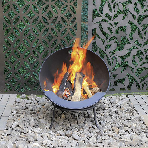 Greenlife Half Globe Stadium Style Fire Pit 61cm Multi-Angle - Black