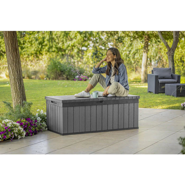 Keter Darwin Short 380L Storage Box - Black and Grey