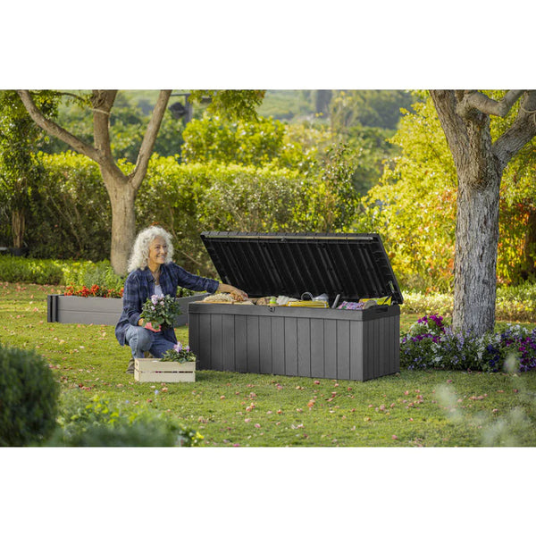 Keter Darwin Short 380L Storage Box - Black and Grey
