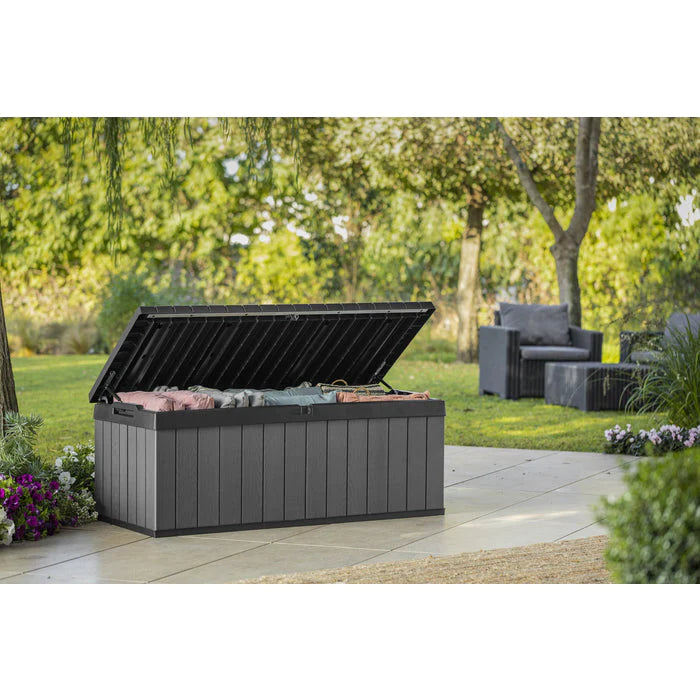 Keter Darwin Short 380L Storage Box - Black and Grey