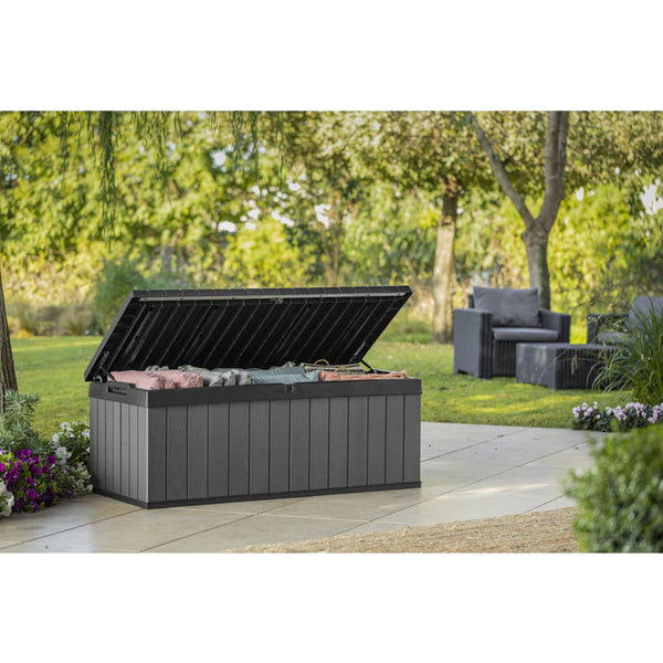 Keter Darwin Short 380L Storage Box - Black and Grey