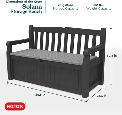 Keter Eden 265L Storage Bench - Dark Grey