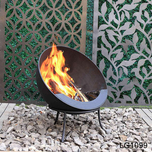 Greenlife Half Globe Stadium Style Fire Pit 61cm Multi-Angle - Black