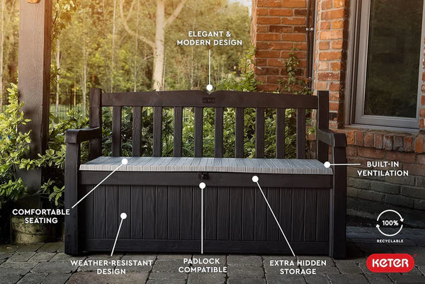 Keter Eden 265L Storage Bench - Dark Grey