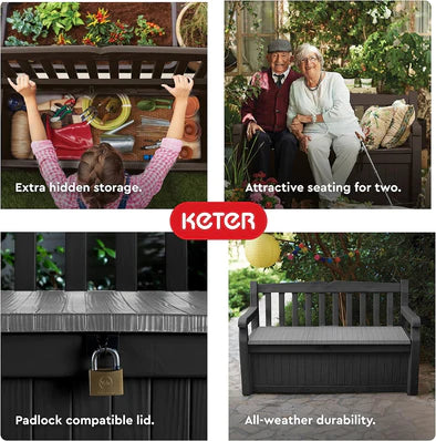 Keter Eden 265L Storage Bench - Dark Grey