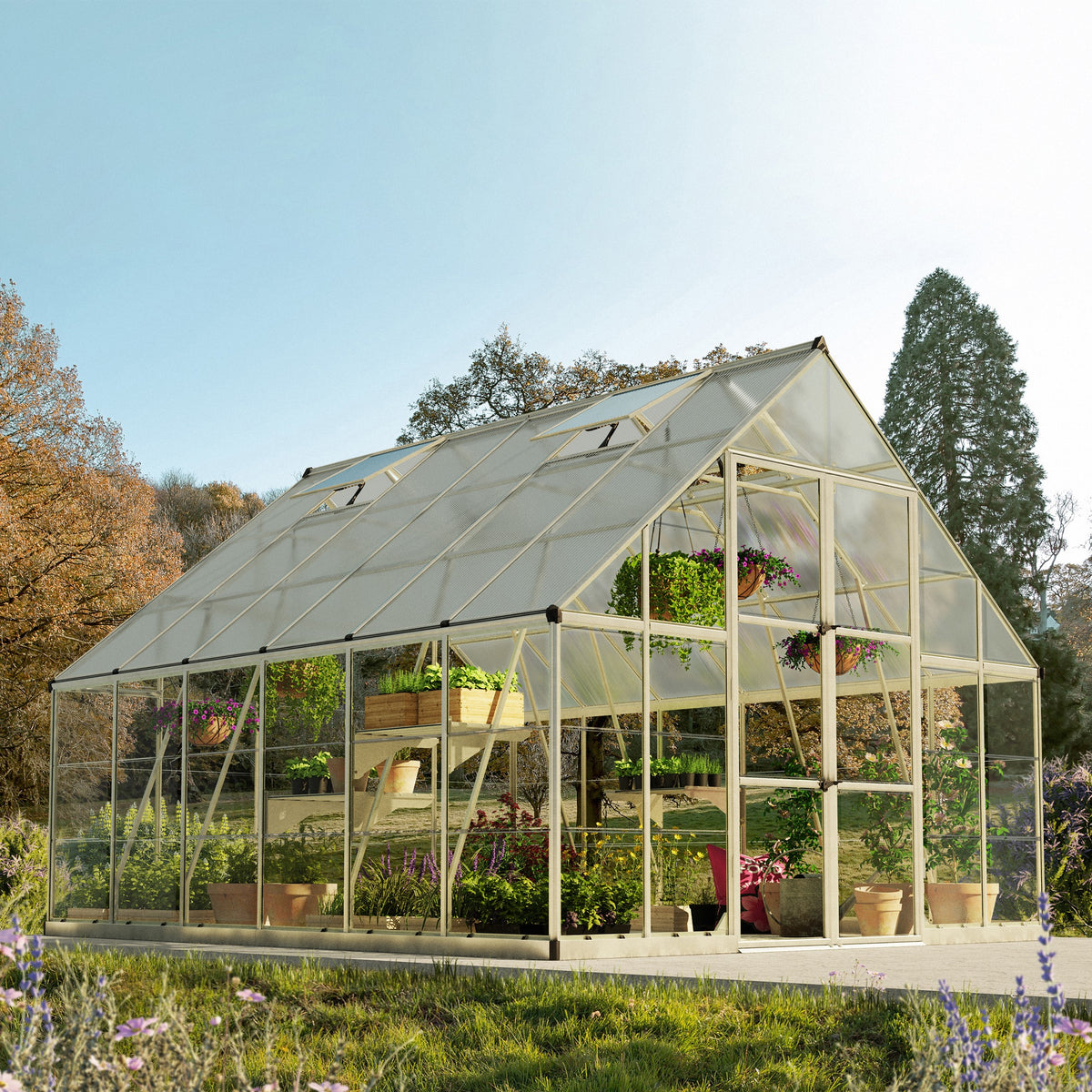 Maze Balance Polycarbonate Greenhouse 10' x 12' Silver (3.1m x 3.7m)