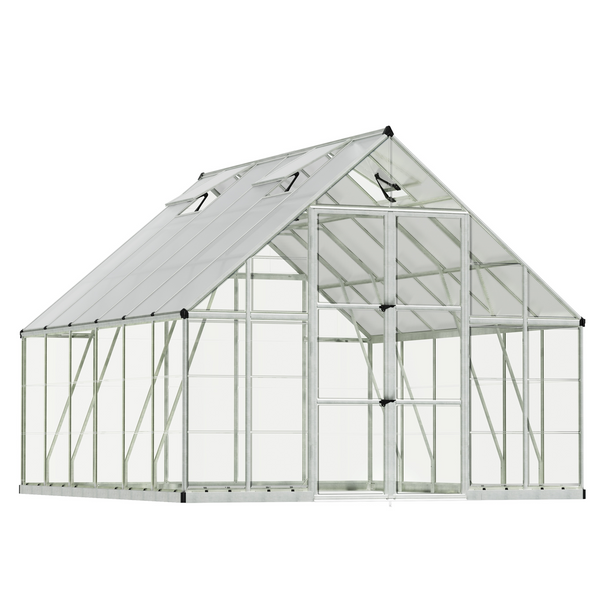 Maze Balance Premium Polycarbonate Greenhouse 10' x 12' - Silver Frame