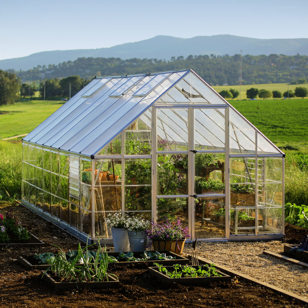 Maze Balance Polycarbonate Greenhouse 10' x 16' Silver (3.1m x 4.9m)