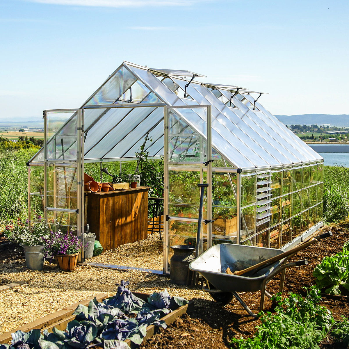 Maze Balance Polycarbonate Greenhouse 10' x 16' Silver (3.1m x 4.9m)