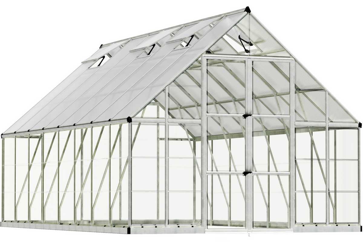 Maze Balance Polycarbonate Greenhouse 10' x 16' Silver (3.1m x 4.9m)