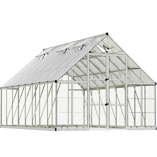 Maze Balance Premium Polycarbonate Greenhouse 10' x 16' - Silver Frame