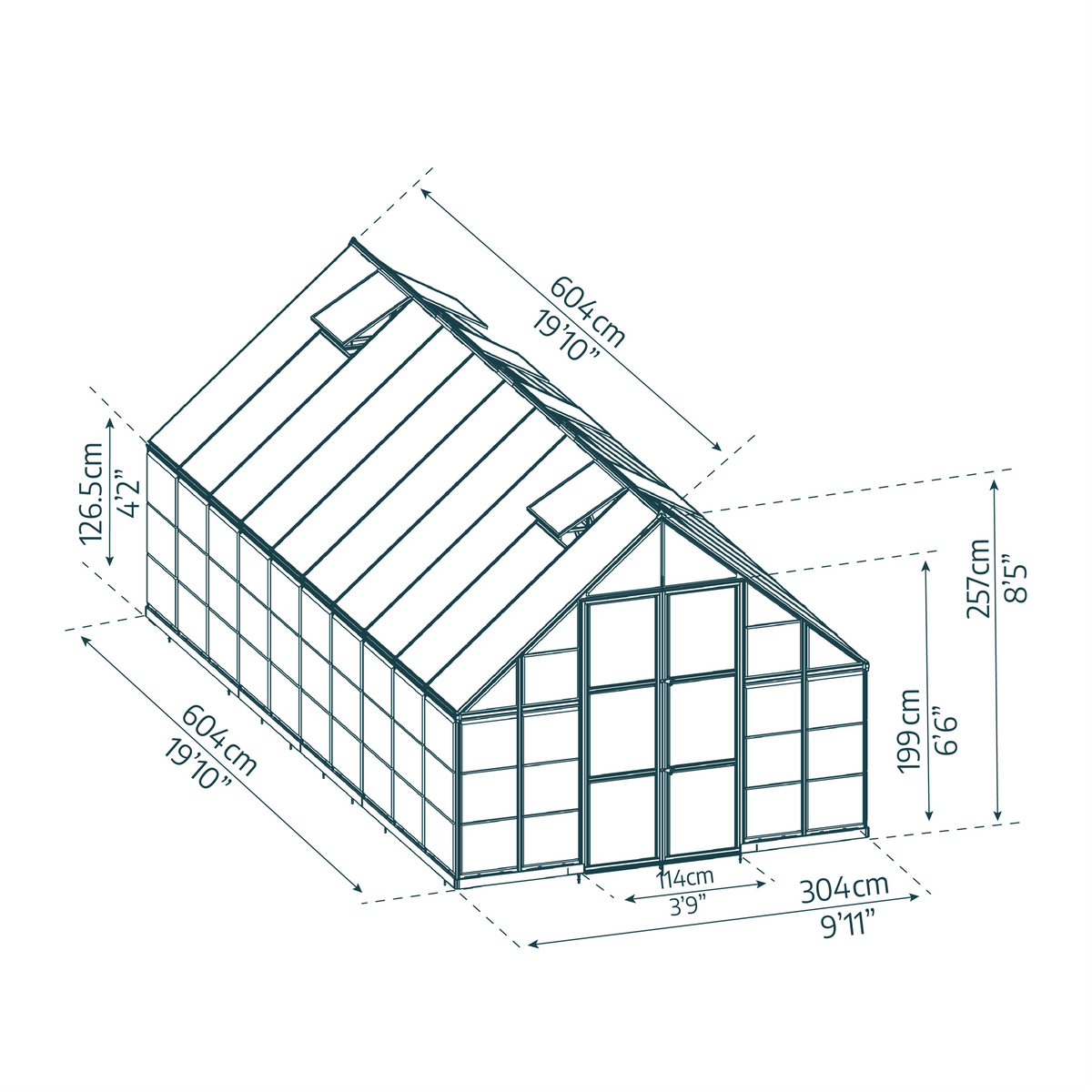 Maze Balance Polycarbonate Greenhouse 10' x 20' Silver (3.1m x 6.1m)