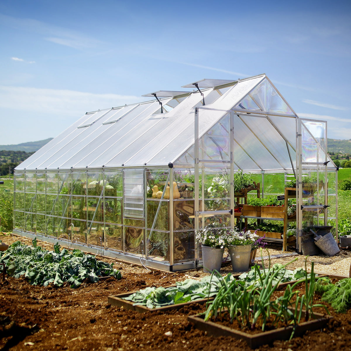 Maze Balance Polycarbonate Greenhouse 10' x 20' Silver (3.1m x 6.1m)
