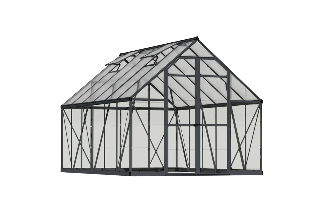 Maze Balance Polycarbonate Greenhouse 8' x 12' Grey (2.5m x 3.7m)