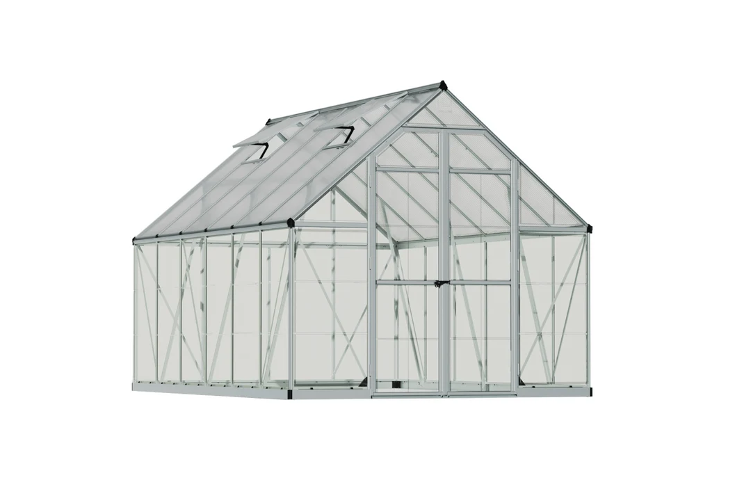 Maze Balance Polycarbonate Greenhouse 8' x 12' Silver (2.5m x 3.7m)