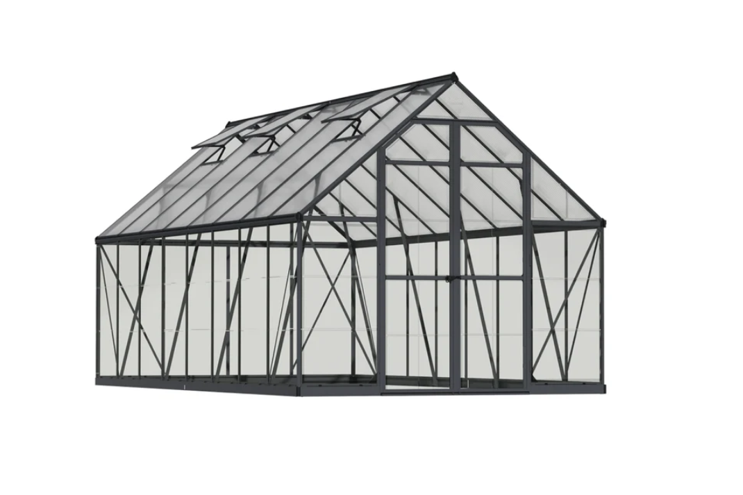 Maze Balance Polycarbonate Greenhouse 8' x 16' Grey (2.5m x 4.9m)