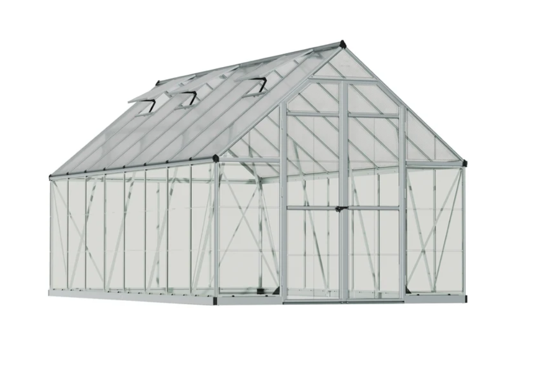 Maze Balance Polycarbonate Greenhouse 8' x 16' Silver (2.5m x 4.9m)