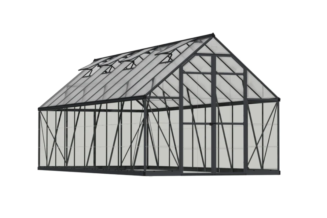 Maze Balance Polycarbonate Greenhouse 8' x 20' Grey (2.5m x 6.1m)