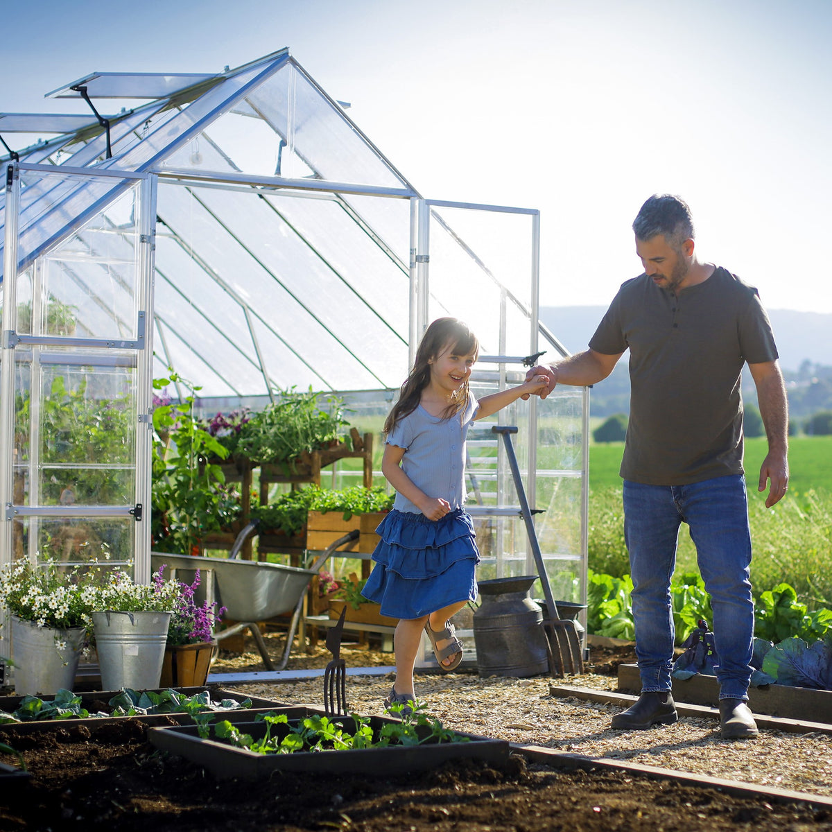Maze Balance Polycarbonate Greenhouse 10' x 12' Silver (3.1m x 3.7m)