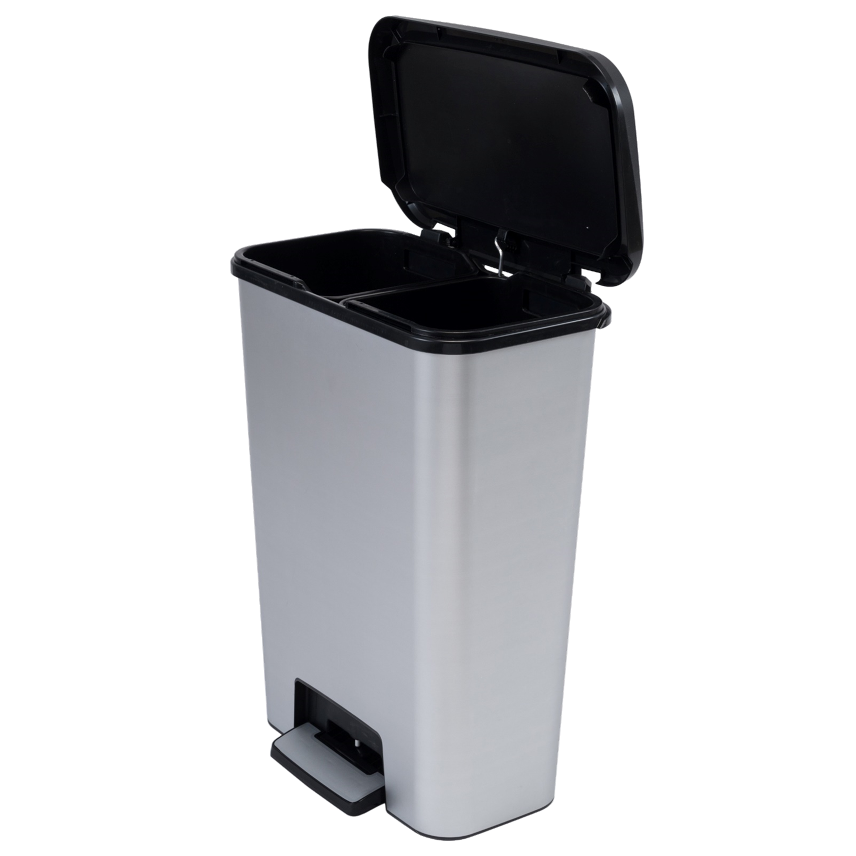 Curver Compattia Duo Pedal Bin – 2 X 23L – Steel Look
