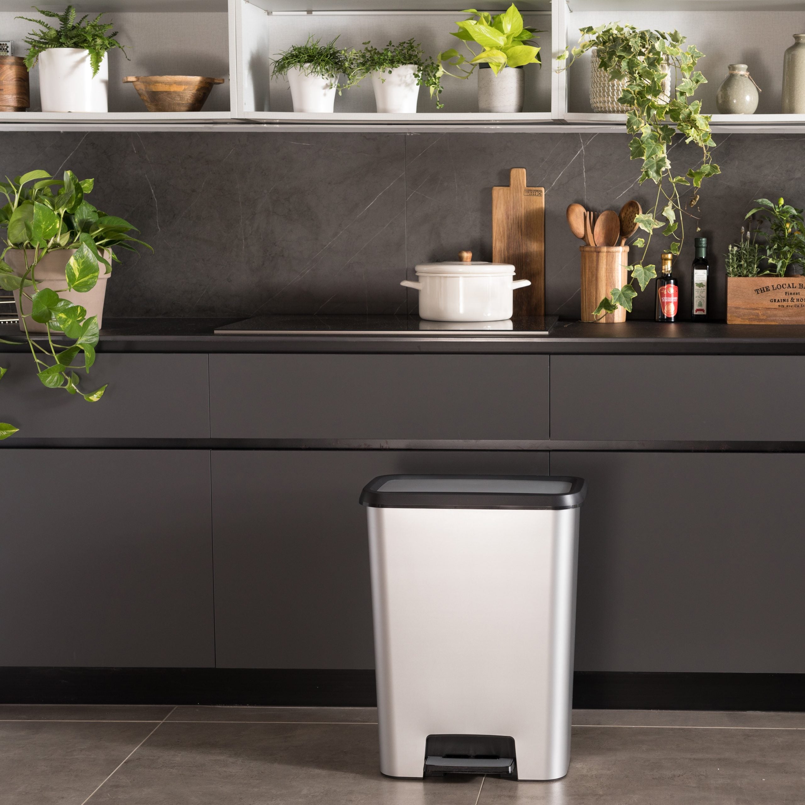 Curver Compattia Duo Pedal Bin – 2 X 23L – Steel Look
