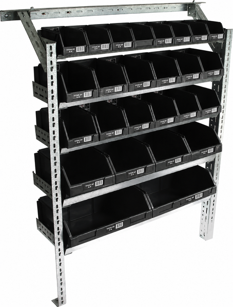 Summit Van Rack Shelving Storage Kit Frame with Fischer Plastic Bins
