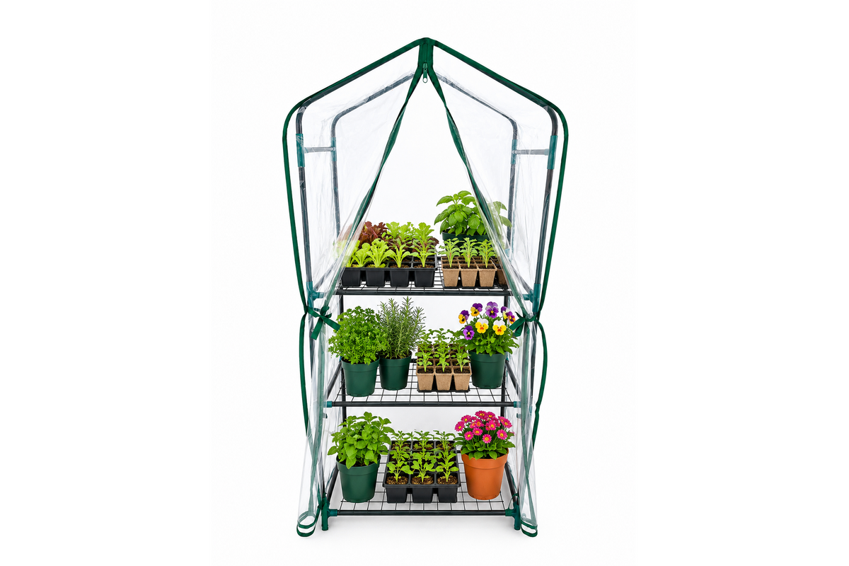 Greenlife 3 Tier Medium Greenhouse Clear PE Cover 1250H x 590W x 390D