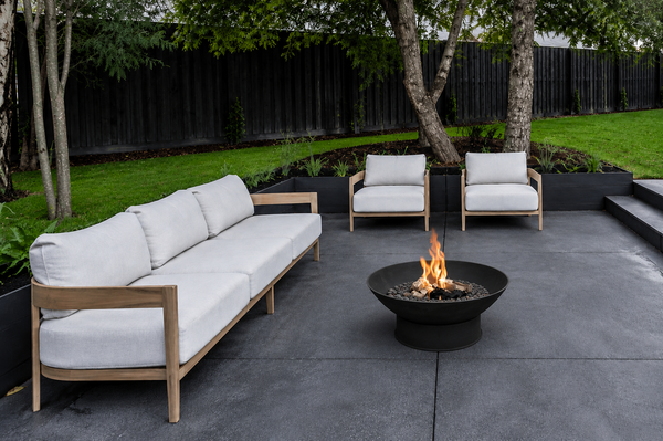 Greenlife Outdoor Fire Pit Cast Iron 600mm Deep Dish Bowl - Black