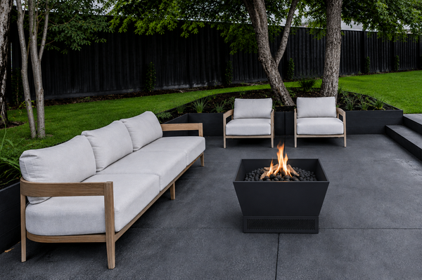 Greenlife Outdoor Fire Pit Modern Style with Mesh Base Surround - Black